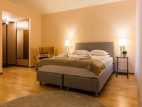 Postel nebo postele na pokoji v ubytování Rotermanni studio apartment, large terrace