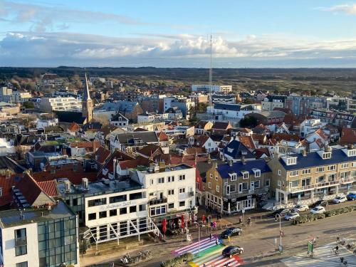 an aerial view of a city with buildings at Apartment Malisa in Zandvoort