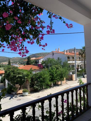 a view from the balcony of a house at Potokaki Beachfront Hotel in Pythagoreio