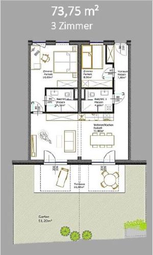 a floor plan of a bedroom house at Das Conrad by Schladming-Appartements in Schladming