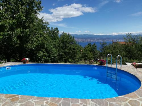einen großen blauen Pool mit Blick auf das Wasser in der Unterkunft Villa Mimi in Dobreć