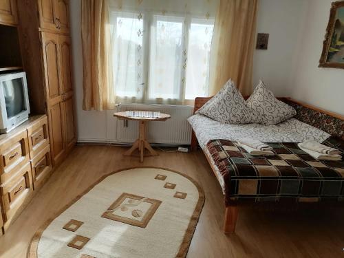 Un pat sau paturi într-o cameră la Casa Agroturistică Teodora