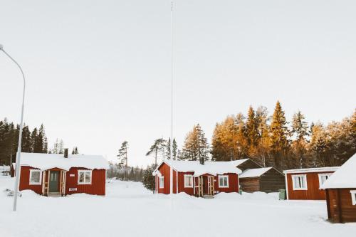 a group of houses with snow on the ground at Lappland Pro Natur in Åsele