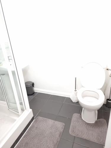 y baño con aseo y ducha. en F6-Comfy Ground Flr Studio Fits 4- Near Paddington, en Londres