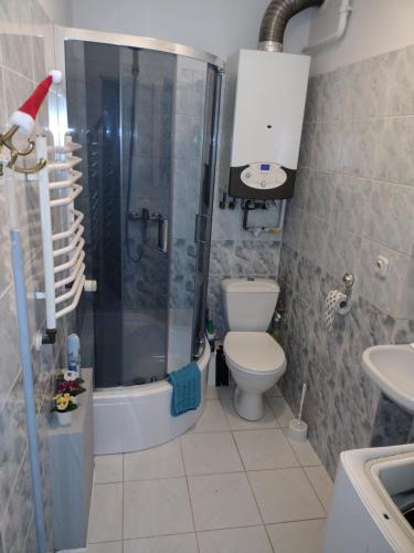 A bathroom at Apartament w centrum