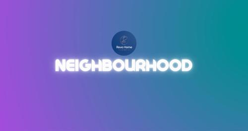 a sign for the netbookhood on a purple background at Revo Home at Pavilion Bukit Jalil in Kuala Lumpur