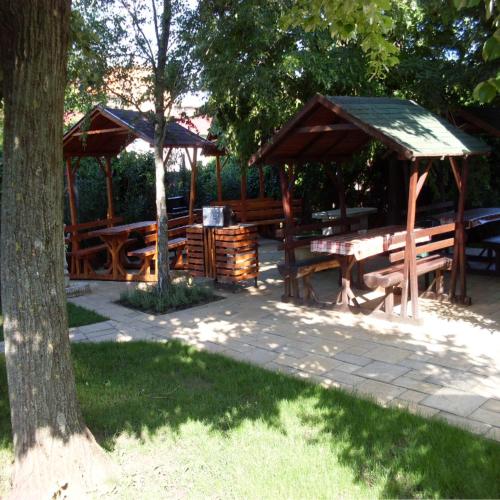 Ein Garten an der Unterkunft Pegazus Vendégház
