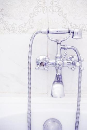 a shower head with a hose in a bathroom at Casa Antiqua in Braşov