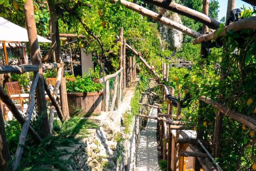 um caminho num jardim com uma cerca em Poggio Angelarosa: Lemon Garden Stay&Relax em Scala