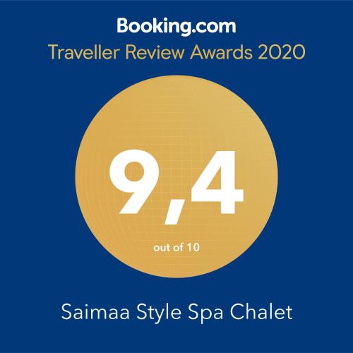 a yellow circle with the number four on it at Saimaa Style Spa Chalet in Imatra
