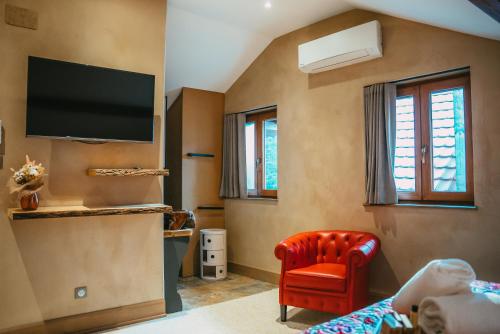 Televisyen dan/atau pusat hiburan di Le Grand Petit Prince - Domaine de Charme - Jacuzzis privatifs