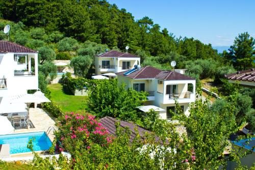 arial view of a villa with a resort at Thassian Villas in Limenas