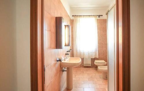 y baño con lavabo y aseo. en Agriturismo Campotondello, en Gavorrano