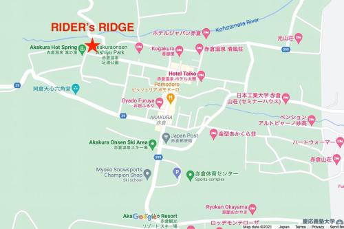 a map of the hotels ridge at Riders Ridge Luxury Chalet sleeps 12 Ski In Ski Out Myoko in Akakura