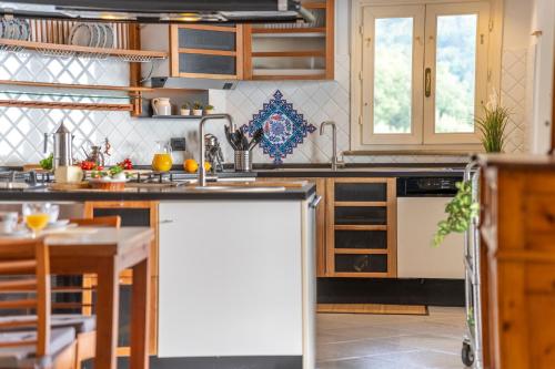 a kitchen with a sink and a counter top at Villa Liana in Vinci