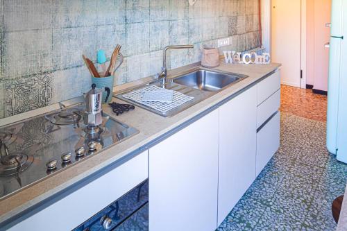 - une cuisine avec un évier et un comptoir dans l'établissement ALIDA House Top Floor, à Levanto