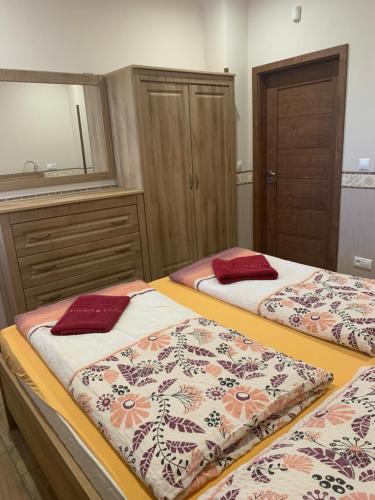 two beds sitting next to each other in a bedroom at Villa Gracia Podhájska in Podhájska
