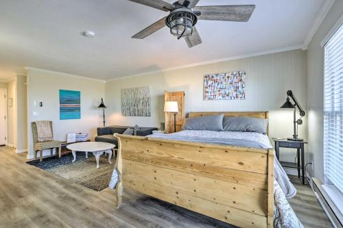 a bedroom with a bed and a ceiling fan at Copper Chase Studio, Ski to Brian Head Resort in Brian Head