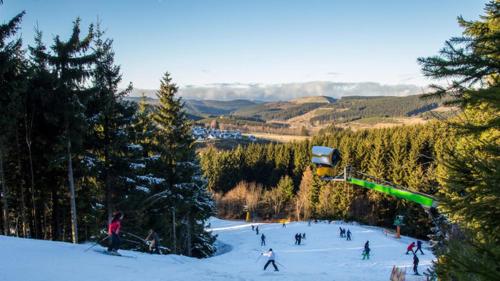 een groep mensen die skiën op een skilift bij Ferienwohnung Sleeps 6 with Whirlpool in Olsberg