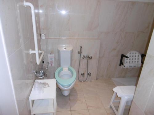a small bathroom with a toilet and a shower at Hotel Villa Maria in Sanremo