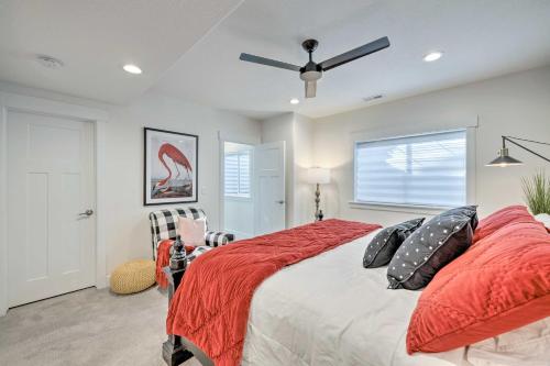 a bedroom with a bed and a ceiling fan at Vibrant Chic Home about 20 Mi to Salt Lake City! in Draper