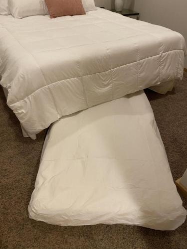 two beds sitting next to each other in a bedroom at The Raspberry Garden in Rexburg