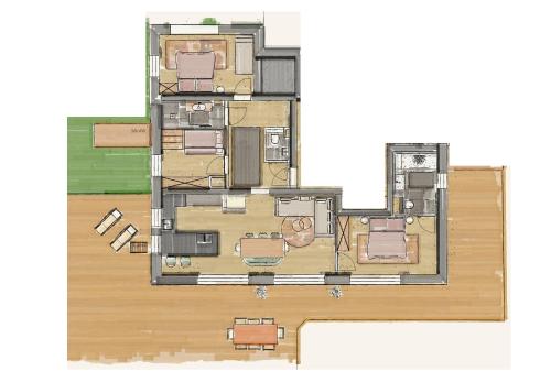 a drawing of a floor plan of a house at Bergleben Maria Alm - Haus Panorama in Maria Alm am Steinernen Meer