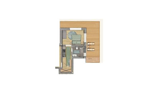 a floor plan of a room with a letter f at Bergleben Maria Alm - Haus Panorama in Maria Alm am Steinernen Meer