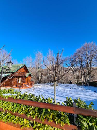a garden in front of a house in the snow at Vikendica Crkvina in Kolašin