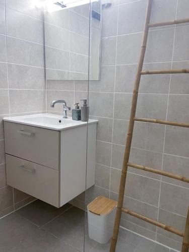 Koupelna v ubytování Un Palmier dans la chambre, studio de standing