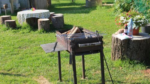 a barbecue grill on a stand in the grass at Peipsi Lake House in Kallaste