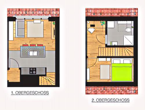 a drawing of a floor plan of a house at Gästeapartment auf einem Bauernhof in Bad Bentheim