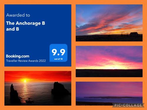 a collage of pictures of a sunset at The Anchorage B and B in John O Groats