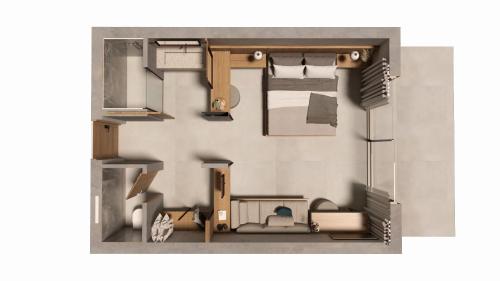 a rendering of a floor plan of a room at Stella Palace Aqua Park Resort in Hersonissos