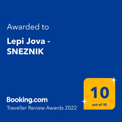 Lepi Jova - SNEZNIKに飾ってある許可証、賞状、看板またはその他の書類