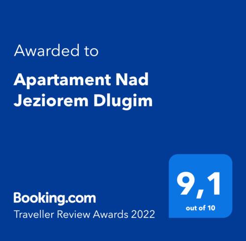 Ein Zertifikat, Auszeichnung, Logo oder anderes Dokument, das in der Unterkunft Apartament 18 Nad Jeziorem Dlugim ausgestellt ist