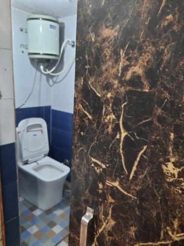 a bathroom with a toilet and a sink at Abhiraj Guest House in Mathura