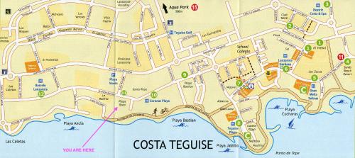 a map of costa teguise with at luxury casa playa roca bord de mer in Costa Teguise