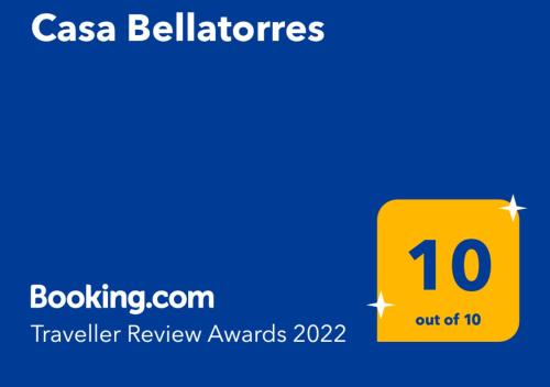 Certifikat, nagrada, logo ili neki drugi dokument izložen u objektu Casa Bellatorres