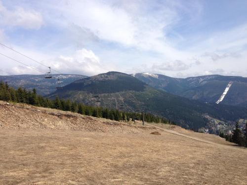 a view of a mountain with a ski lift at Yveta - Depandance Horské Zátiší in Horni Misecky