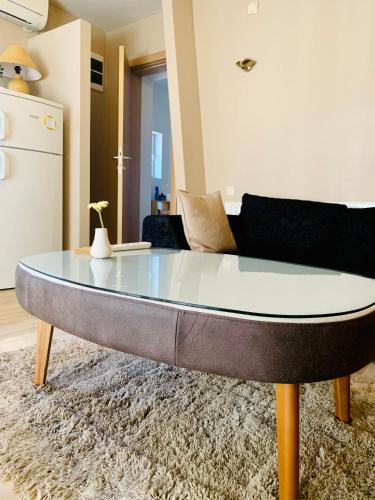 a coffee table in a living room with a couch at VNVP Black Amber in Štip