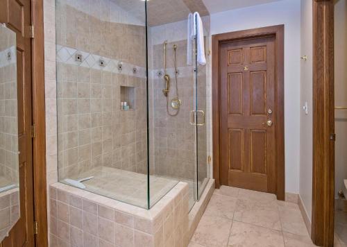 a shower with a glass door in a bathroom at 44 Aspen Meadow Drive in Edwards