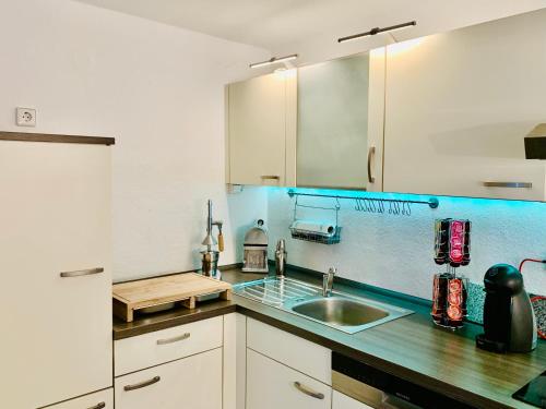 a kitchen with a sink and a counter top at Herrscherrshaus-W237 in Neustadt an der Weinstraße