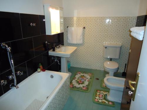 ein Badezimmer mit einer Badewanne, einem WC und einem Waschbecken in der Unterkunft B&B Rome Downtown Deluxe in Rom