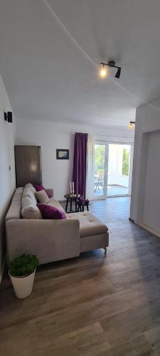 a living room with a couch in the middle at Apartments Helena in Ivan Dolac