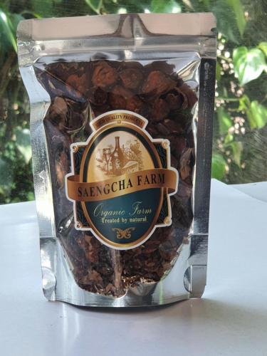 a bag of samaggia farm dried tea at Saengcha Farm Resort in Prachin Buri