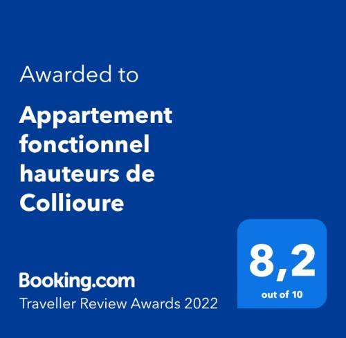 Captura de pantalla de un teléfono celular con el texto concedido al apartmentandonandon home dc en Appartement fonctionnel hauteurs de Collioure, en Collioure