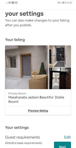 a screenshot of a website of a kitchen and a living room at Ambar Jadwin Marahanata Room in London