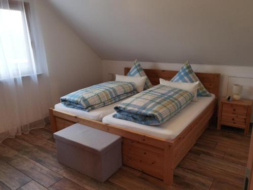 Posteľ alebo postele v izbe v ubytovaní Riedblick