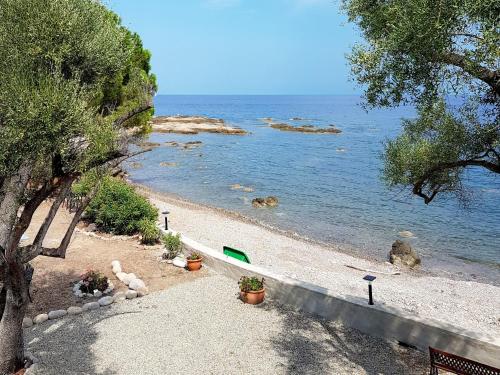 a beach with a teddy bear and plants and the water at Holiday Home Polpu by Interhome in Sari Solenzara